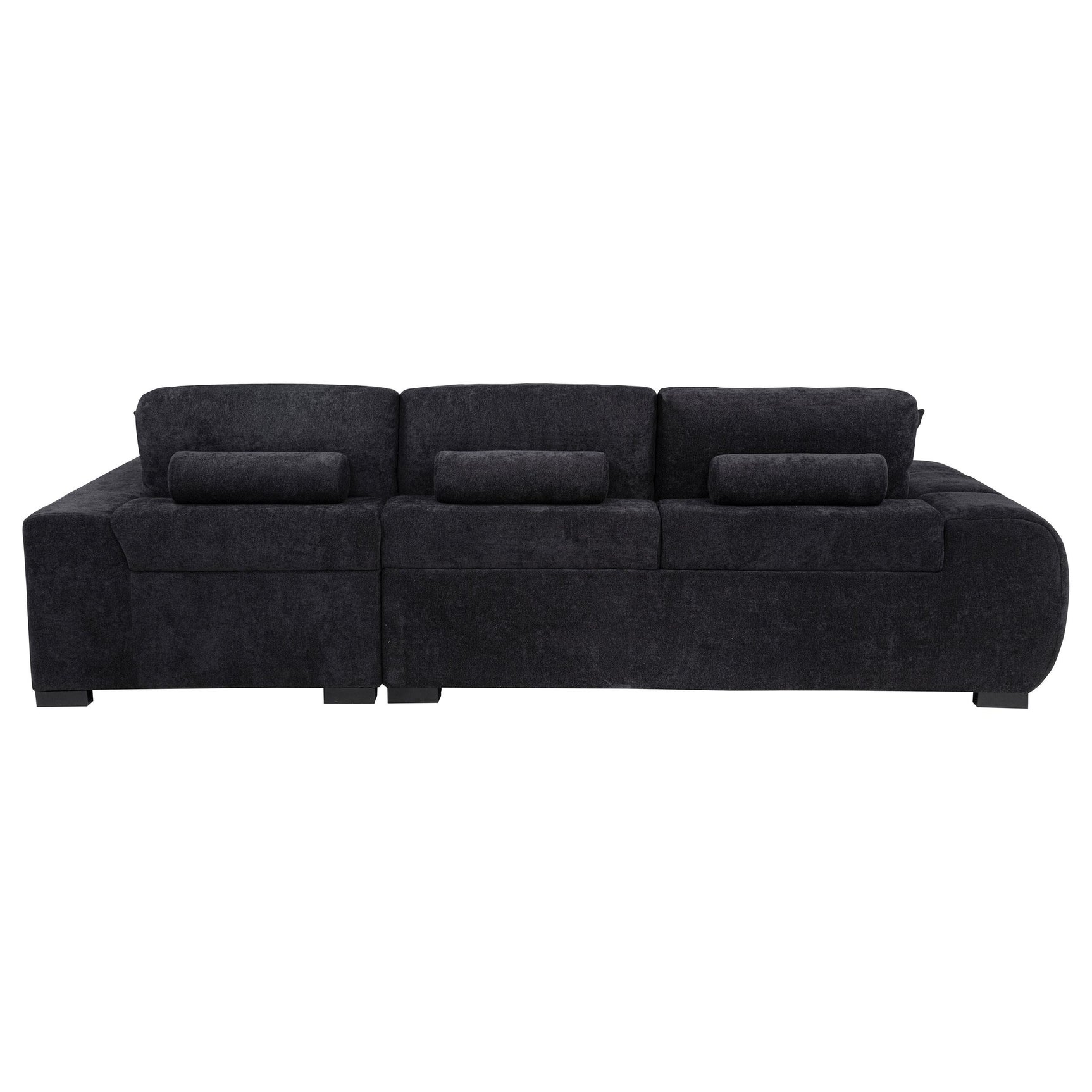 Octavia sectional sofa black fabric upholstery in living room setting