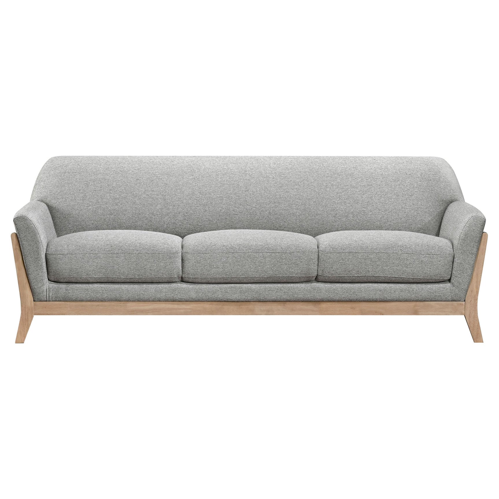 Main front view of Vaughn 3-piece grey fabric sofa and loveseat