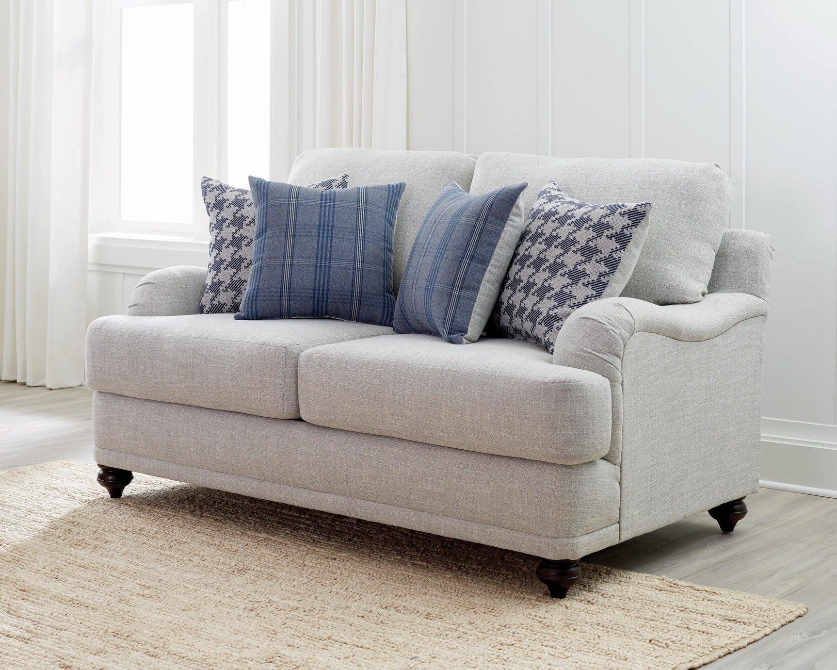 Glenn Recessed Arms Loveseat Light Grey - Ella Furniture