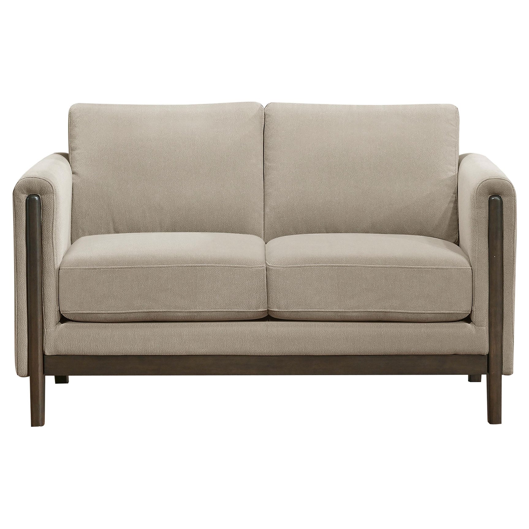 Islington loveseat side angle showing panel arm and seat cushion
