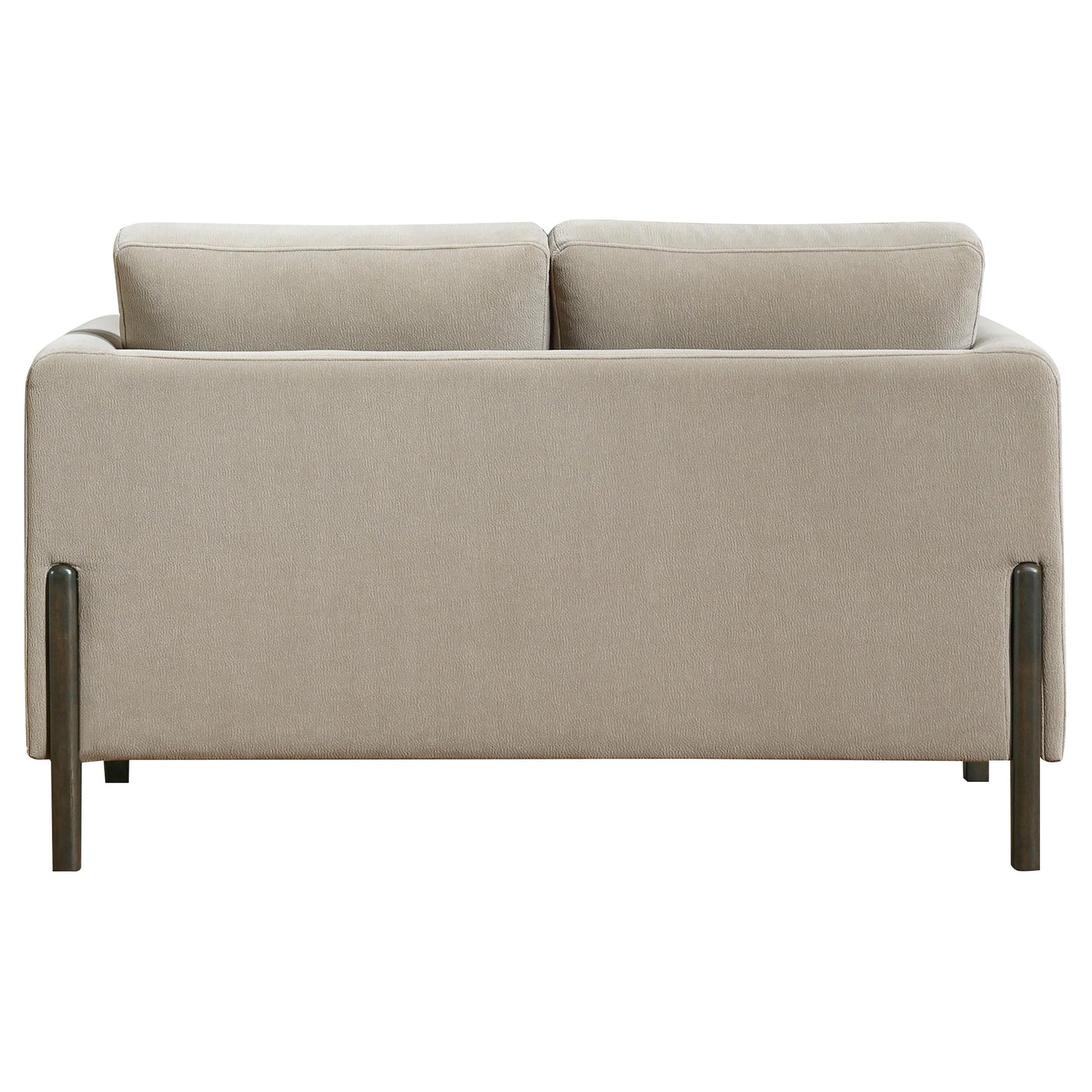 Islington loveseat back angle showing solid wood frame