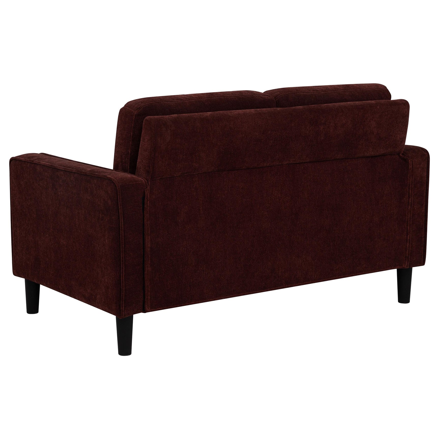 Rear view of Ruth loveseat upholstery and frame
