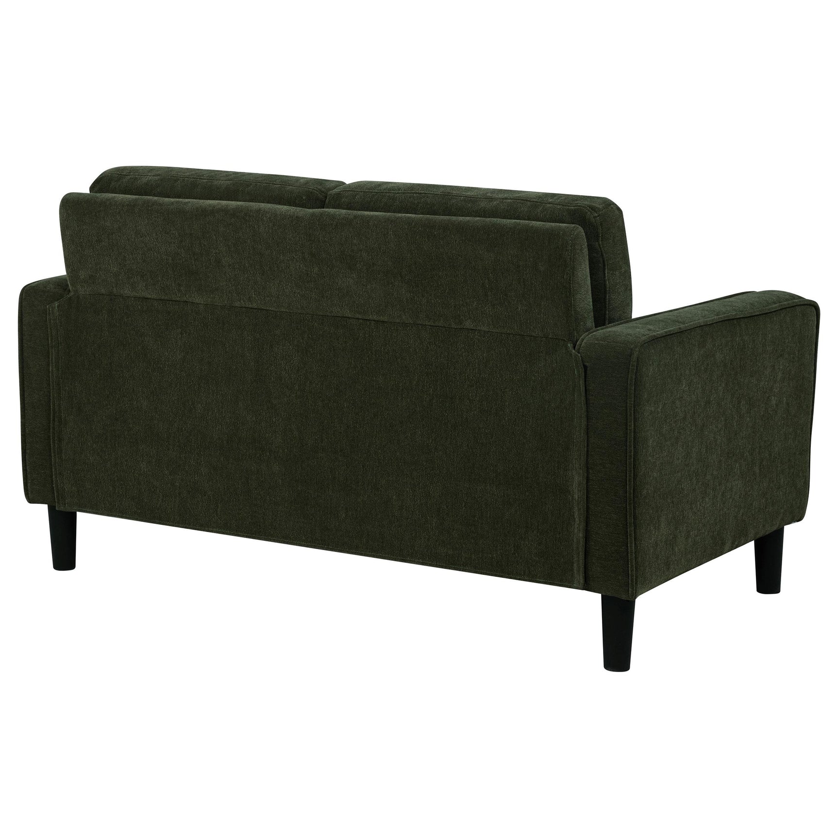 Attached pocket coil seat cushion on Ruth loveseat