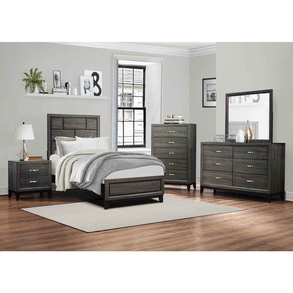 Davi Gray Youth Twin Panel Bed close-up of panel details in gray finish