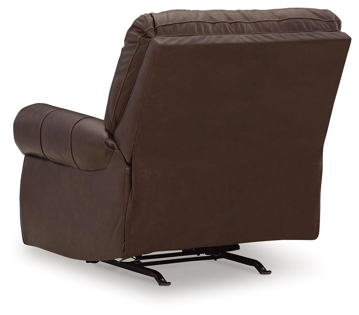 Colleton Dark Brown Leather Recliner back view