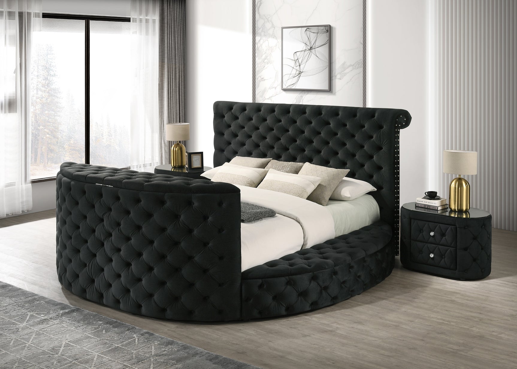 Voltare Queen Headboard black side angle