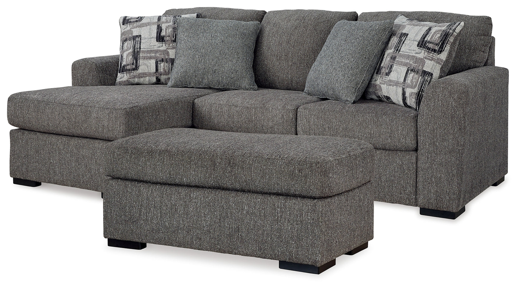 Gardiner Pewter Sofa Chaise side view