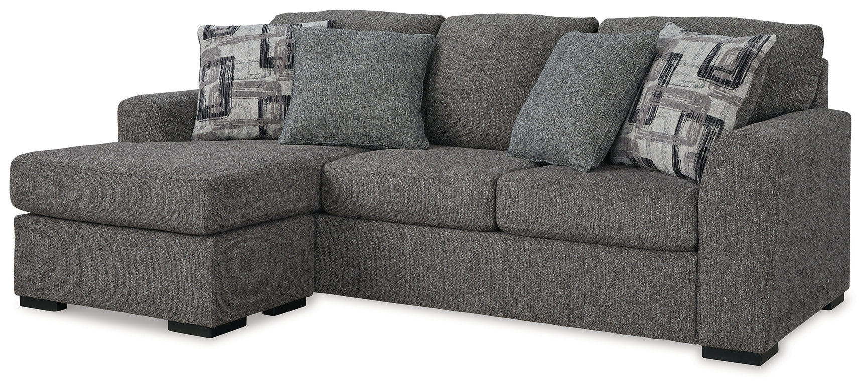 Back view of Gardiner pewter sofa chaise