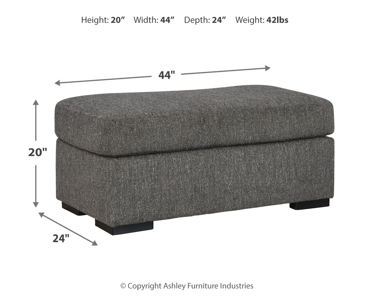 Dimensions illustration of ottoman