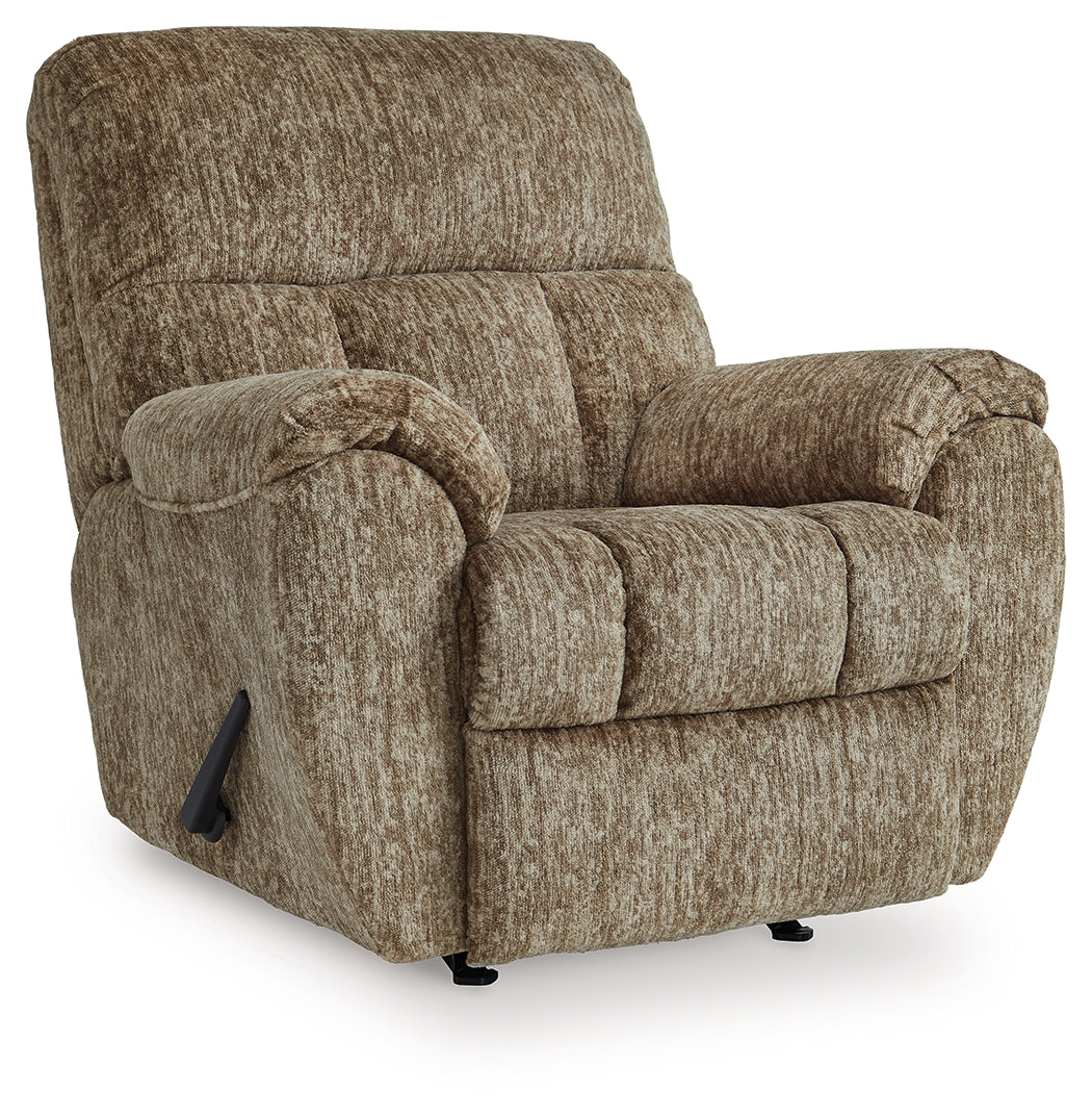 Stayfish taupe chenille velvet recliner chair side view