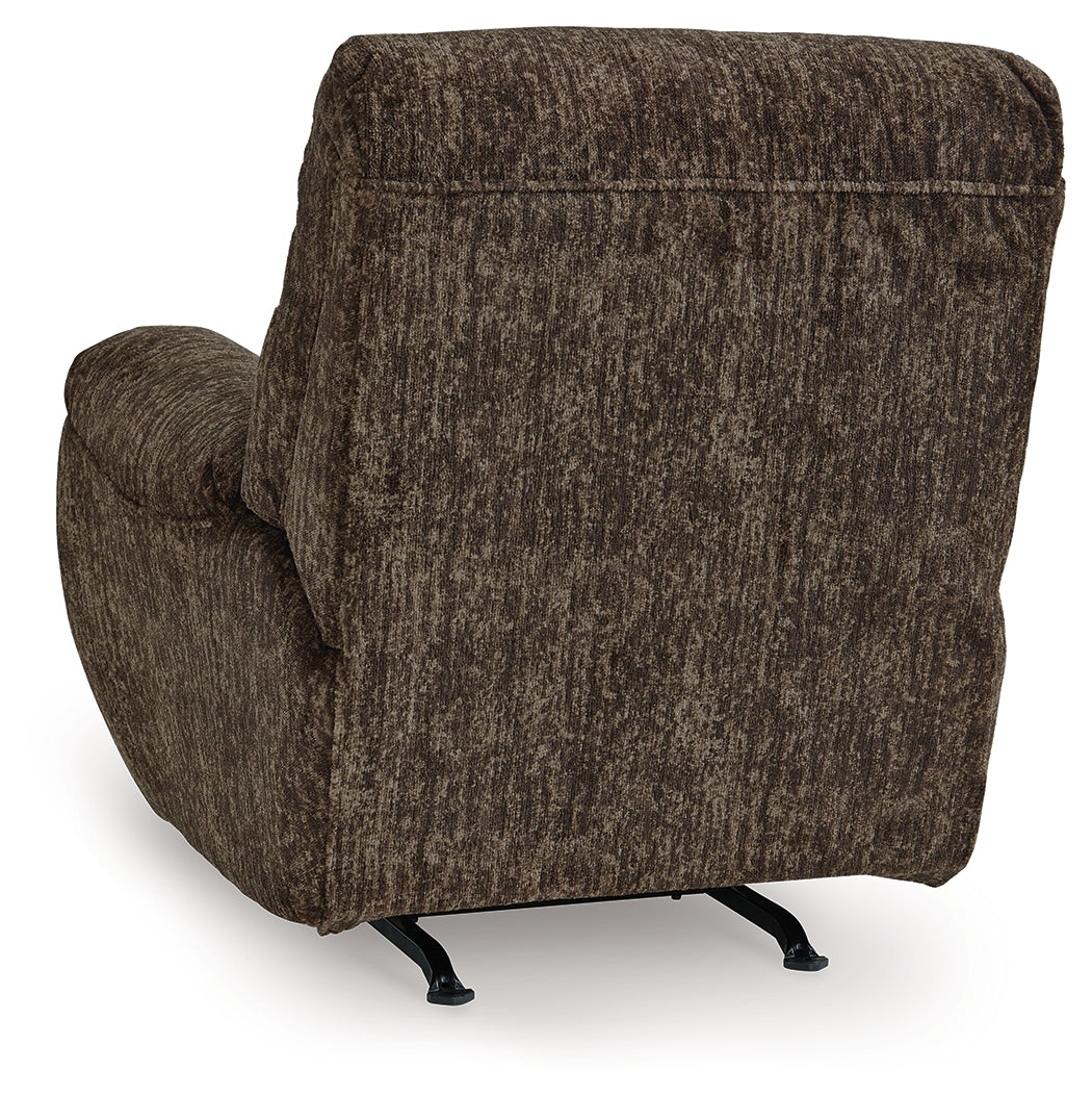 Back view of Stayfish chocolate chenille velvet recliner