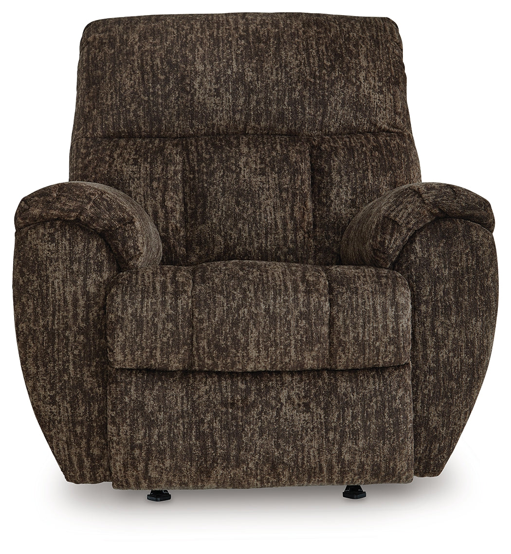 Reclining position of Stayfish chocolate chenille velvet recliner