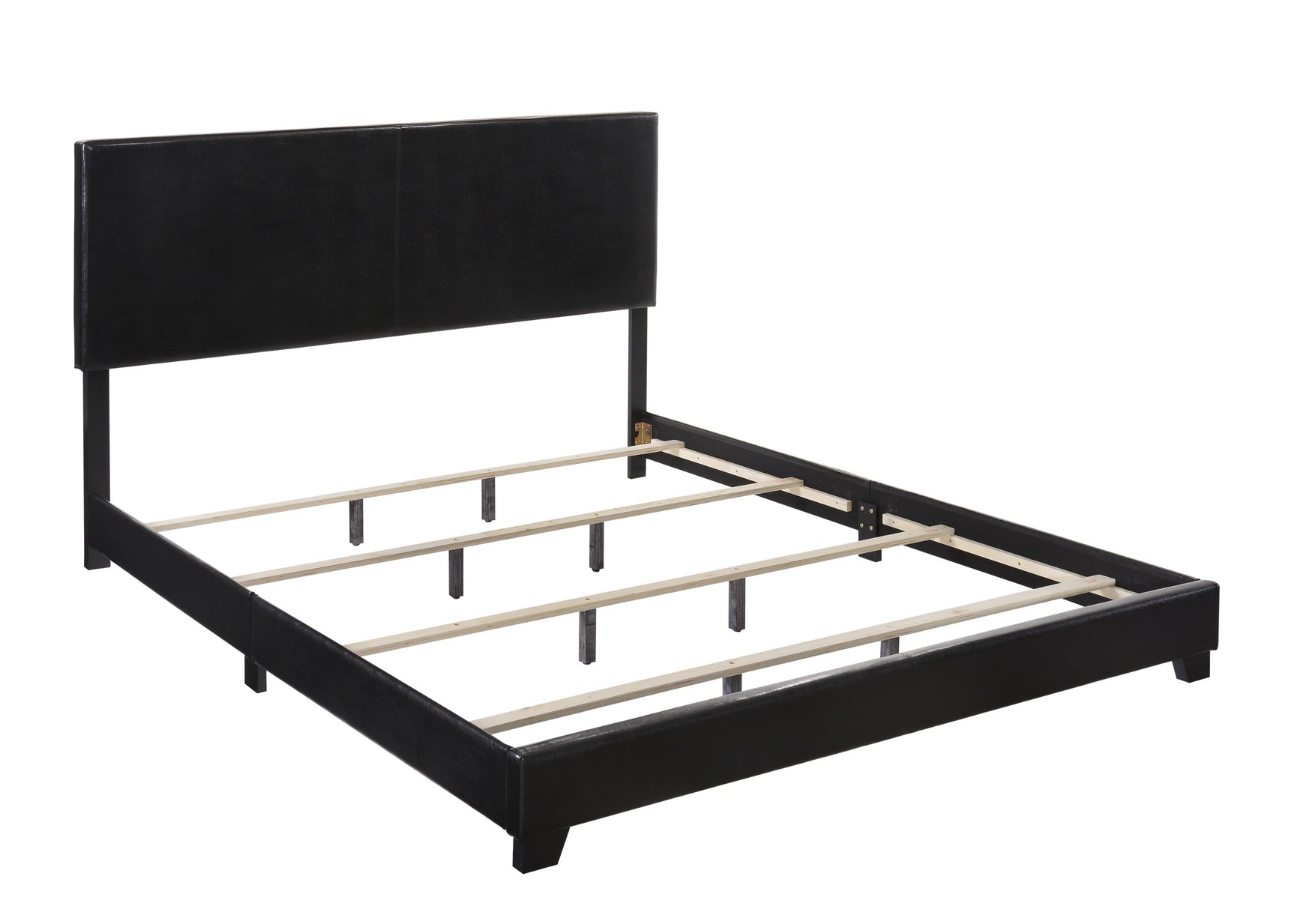 Erin Black PU Faux Leather Upholstered King Bed front view