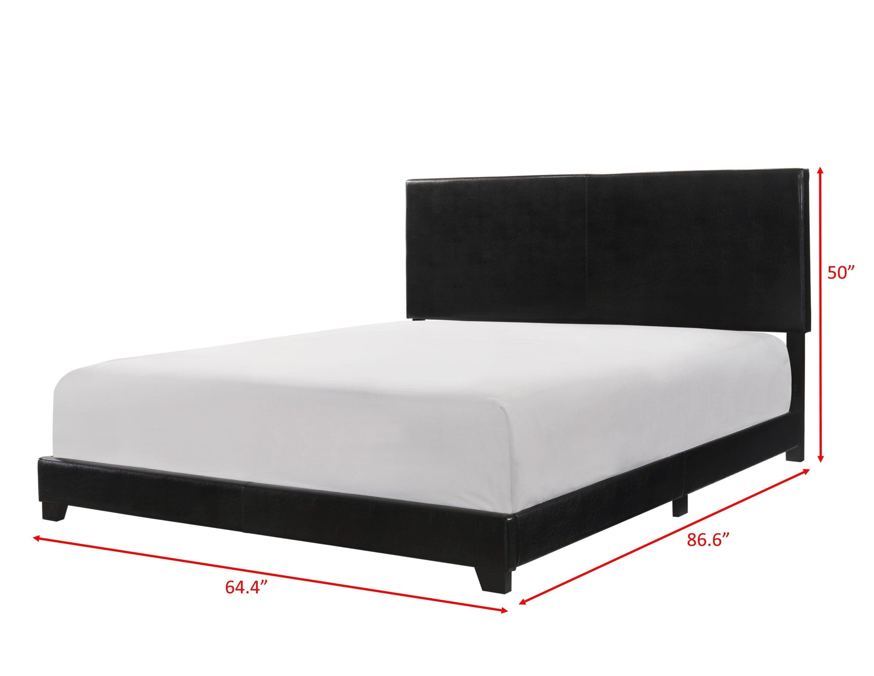 Erin Black PU Faux Leather Upholstered King Bed front view