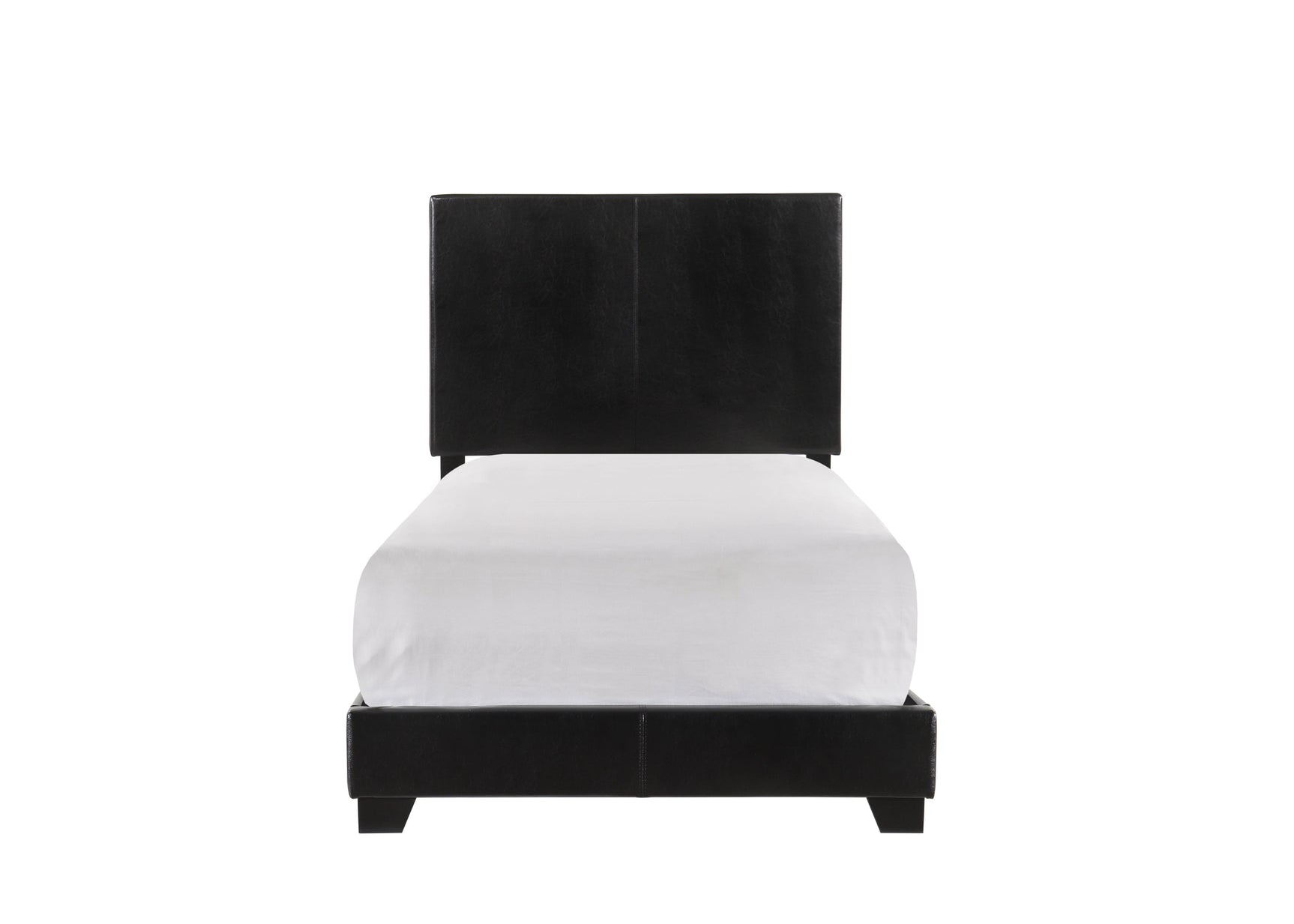 Erin Black PU Faux Leather Twin Upholstered Bed mattress close-up