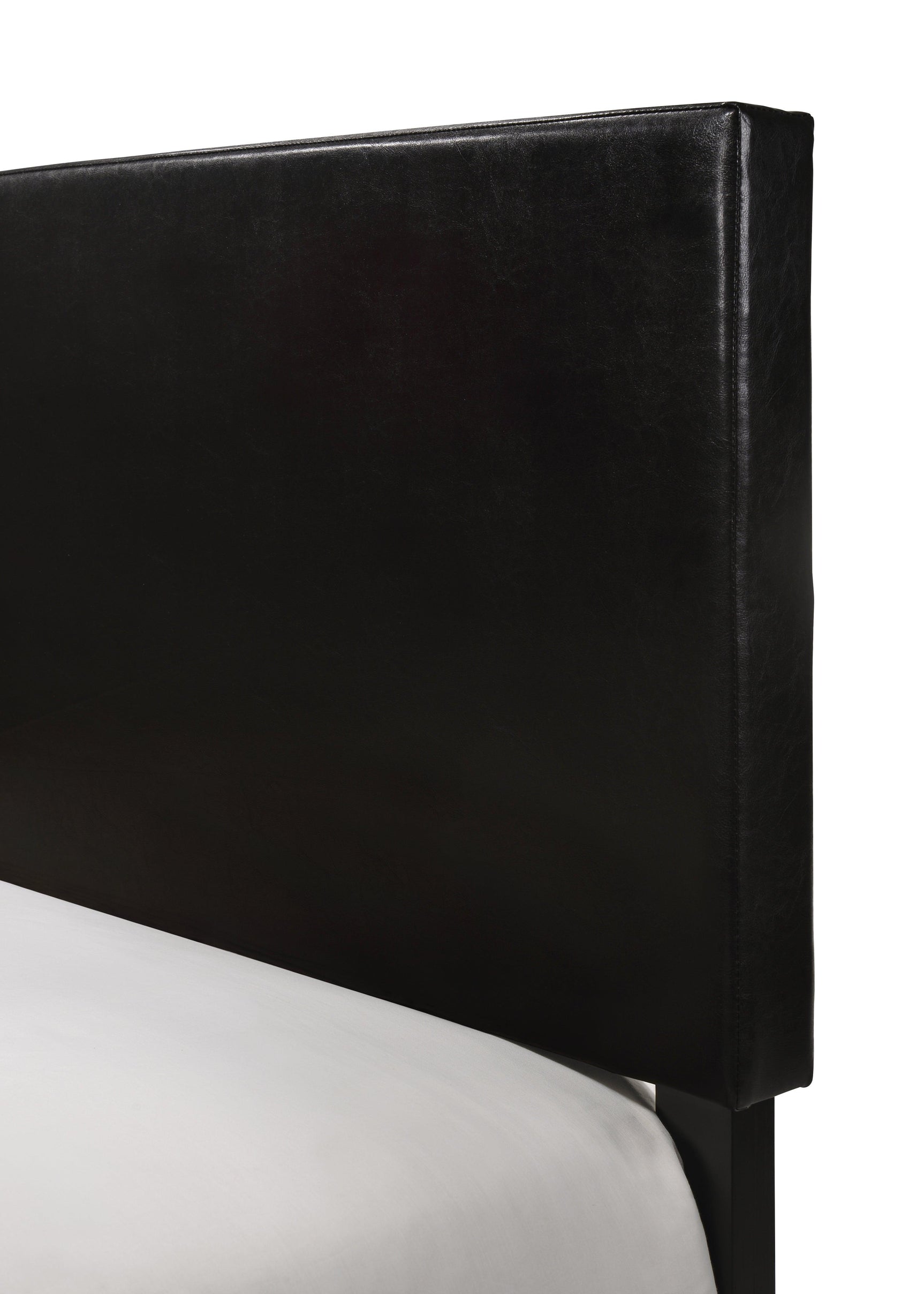 Erin Black PU Faux Leather Twin Upholstered Bed angled view
