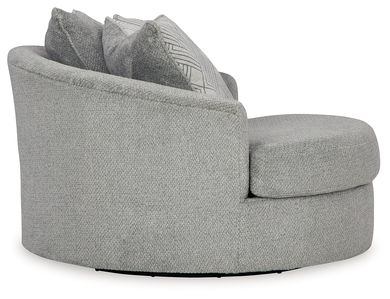 Casselbury Cement Velvet Oversized Swivel Accent Chair back view