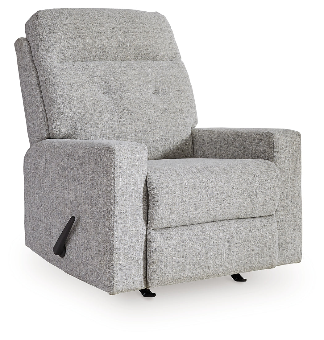 Skillins Stone Performance Fabric Recliner side view