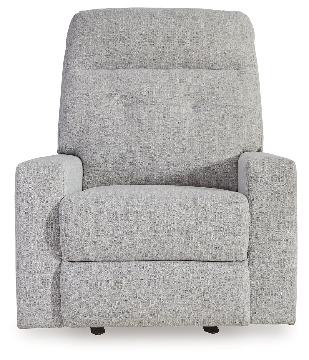 Skillins Stone Performance Fabric Recliner straight front view