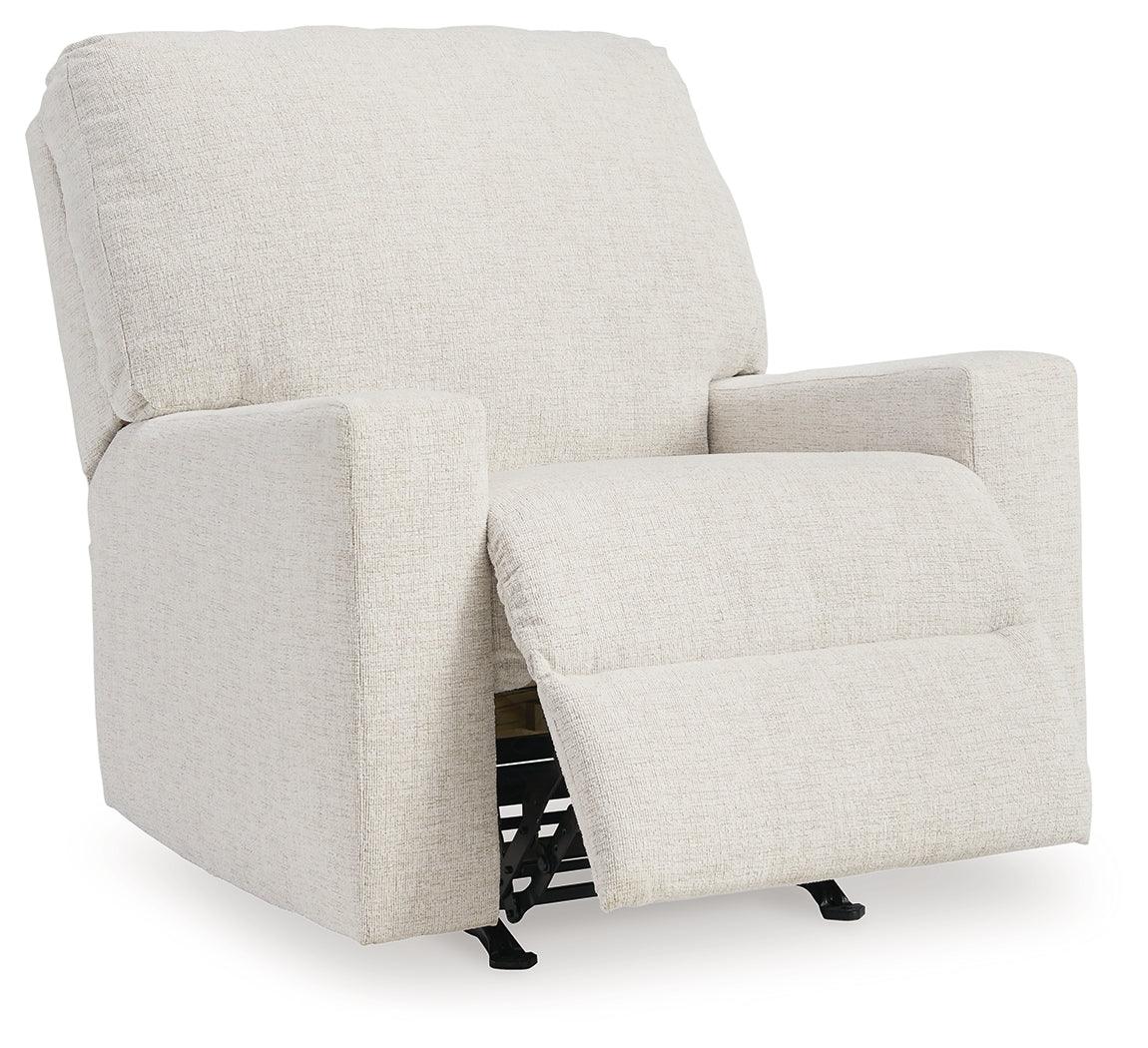 Reclining position of Rannis Snow Chenille Recliner chair