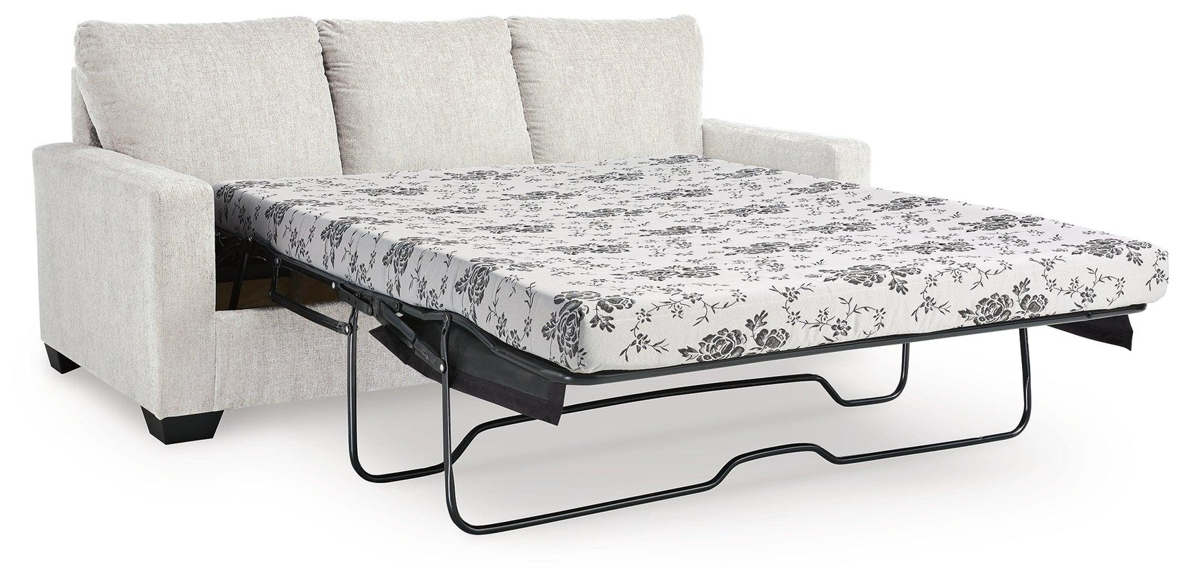 Rannis Snow Chenille Queen Sofa Sleeper opened as queen memory foam sleeper