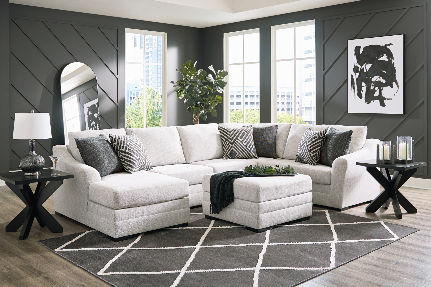 detail close-up of sectional sofa armrest