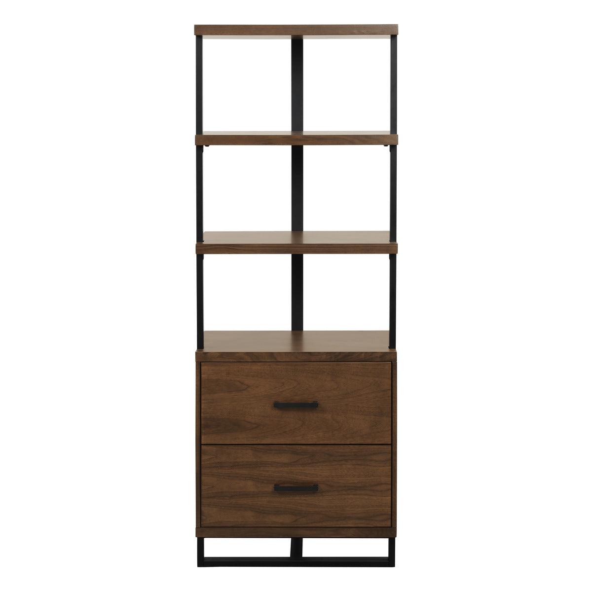 Sedley Side Pier front view showing walnut veneers and metal frame
