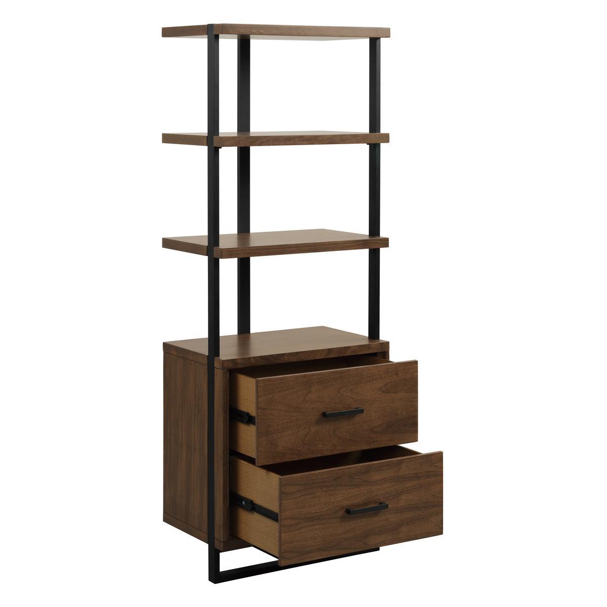 Open drawers and shelves of Sedley Side Pier displaying storage space