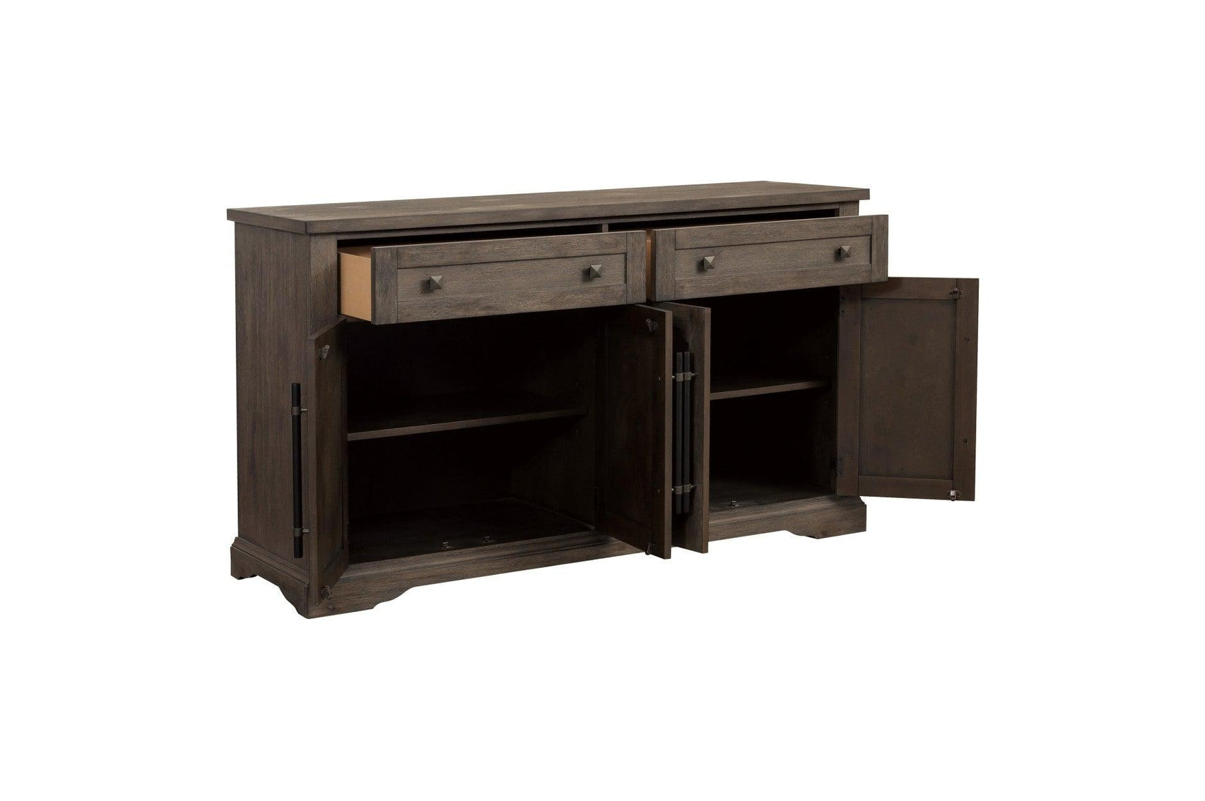 Open extension side view of dining table