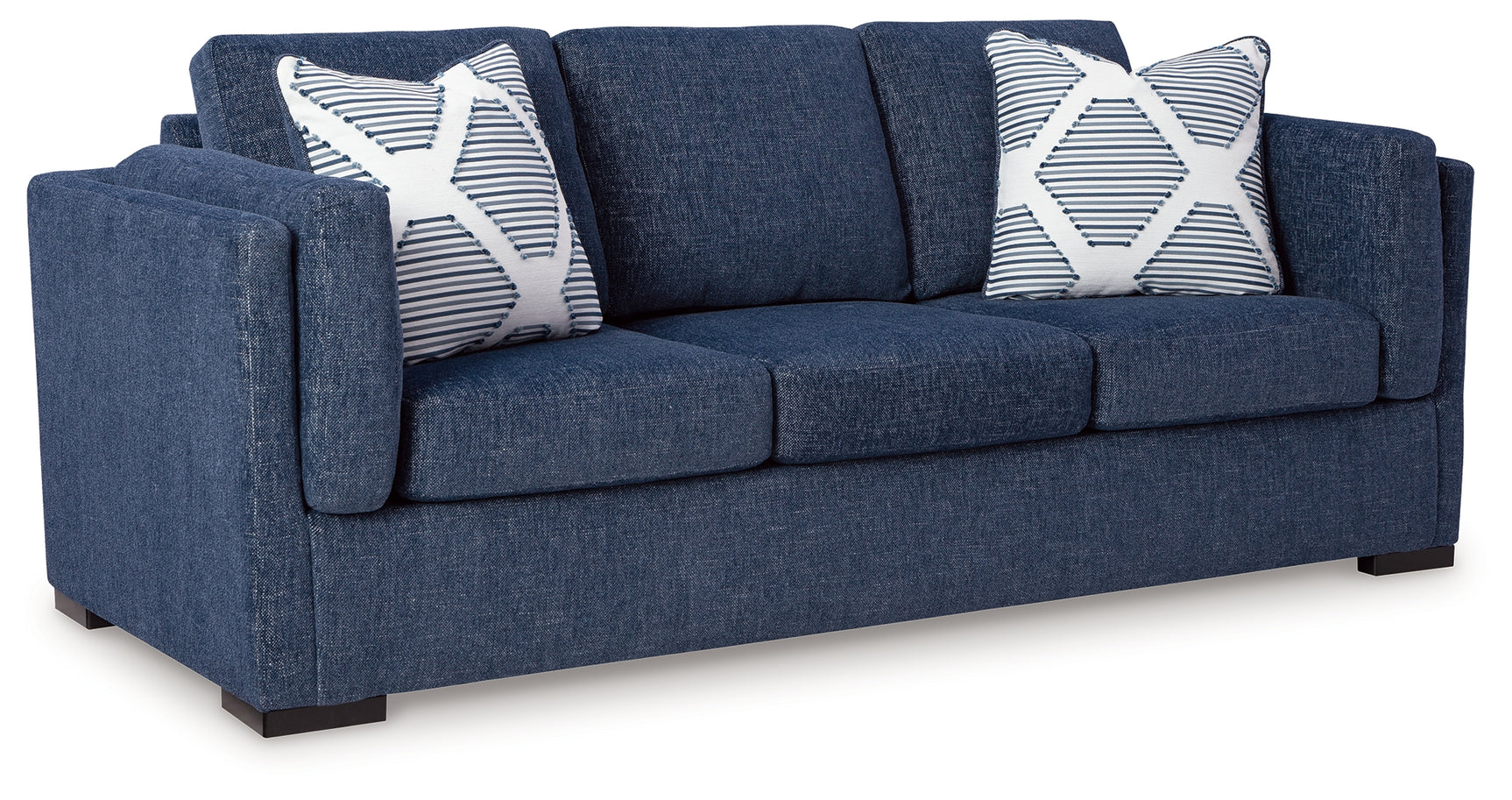 Evansley Navy Nuvella® Sofa side view