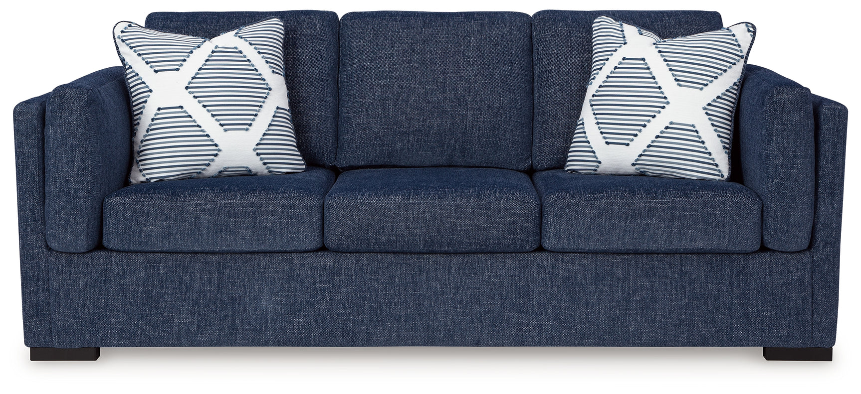 Close-up detail of Evansley Navy Nuvella® Sofa upholstery