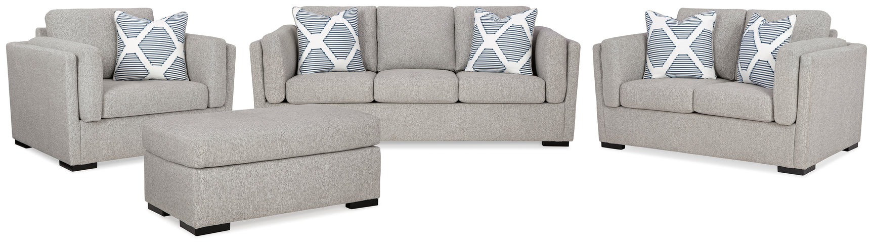 Evansley pewter loveseat side view
