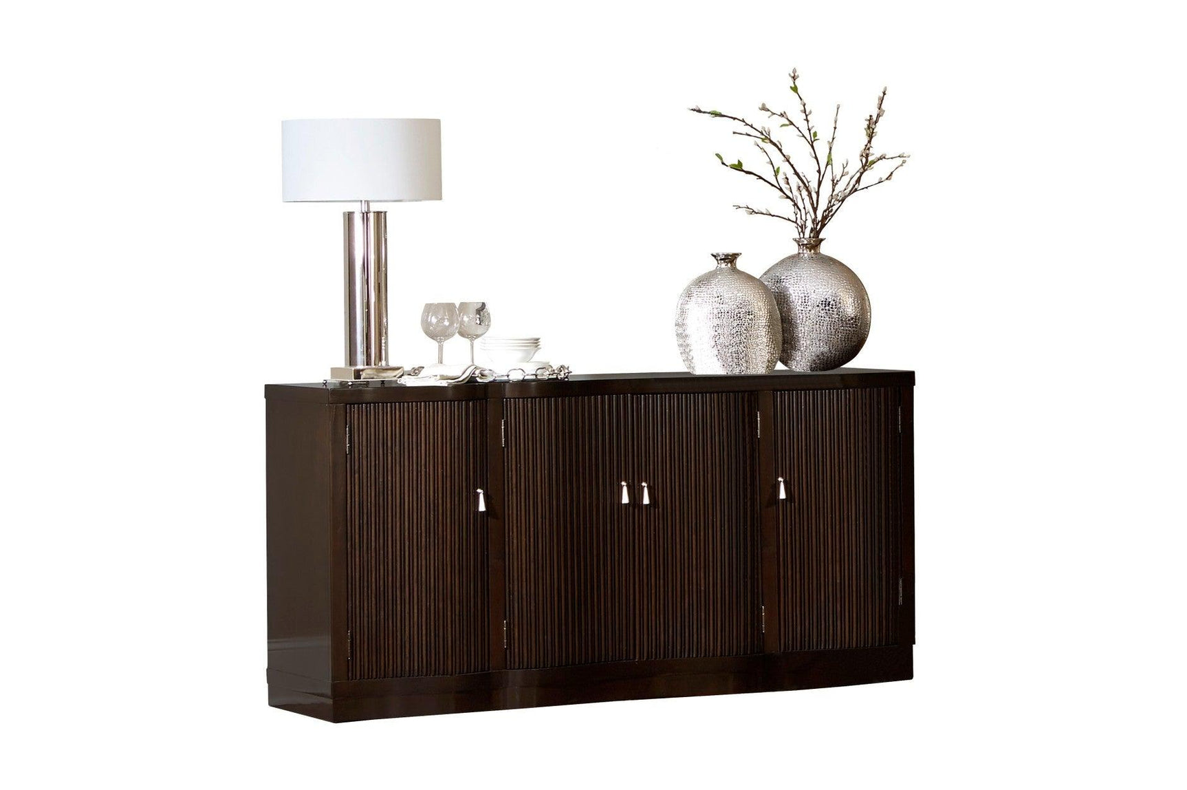 main view of Savion Neutral Espresso Dining Room Set in room
