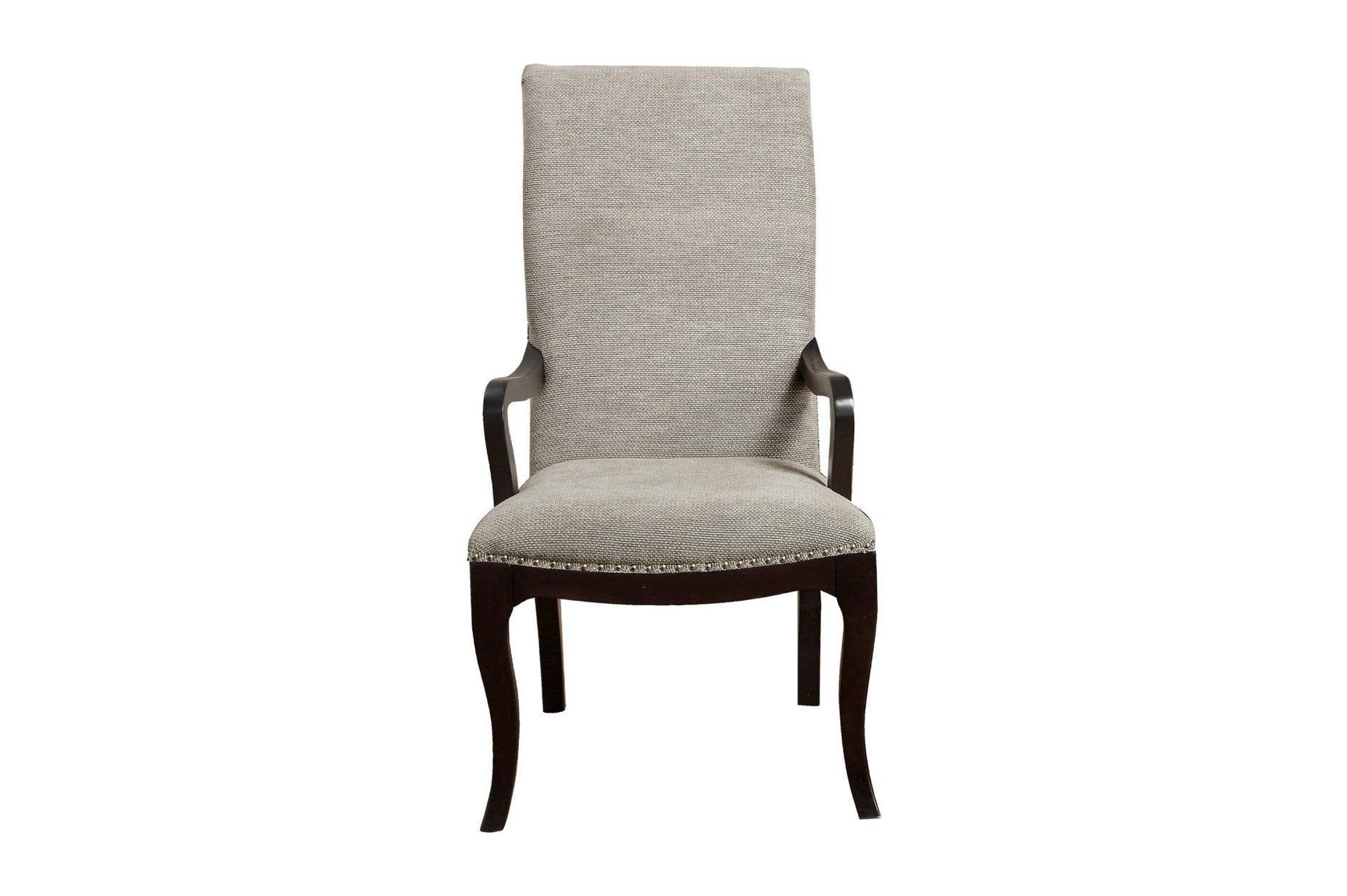 detail view of Savion Neutral Espresso Fabric Rectangular Dining Room Set dining room furniture upholstery