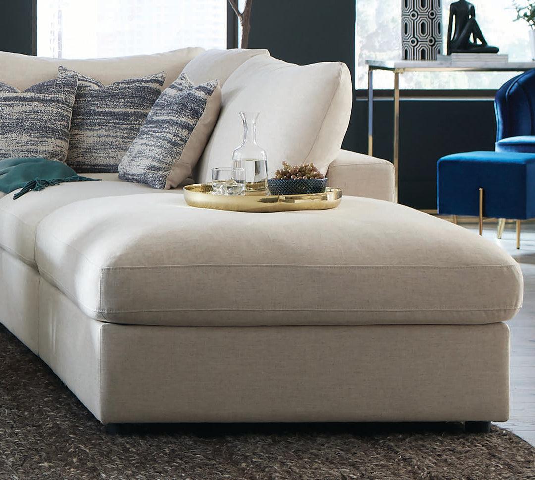 Front view of Serene 6-Piece Beige Sectional Sofa