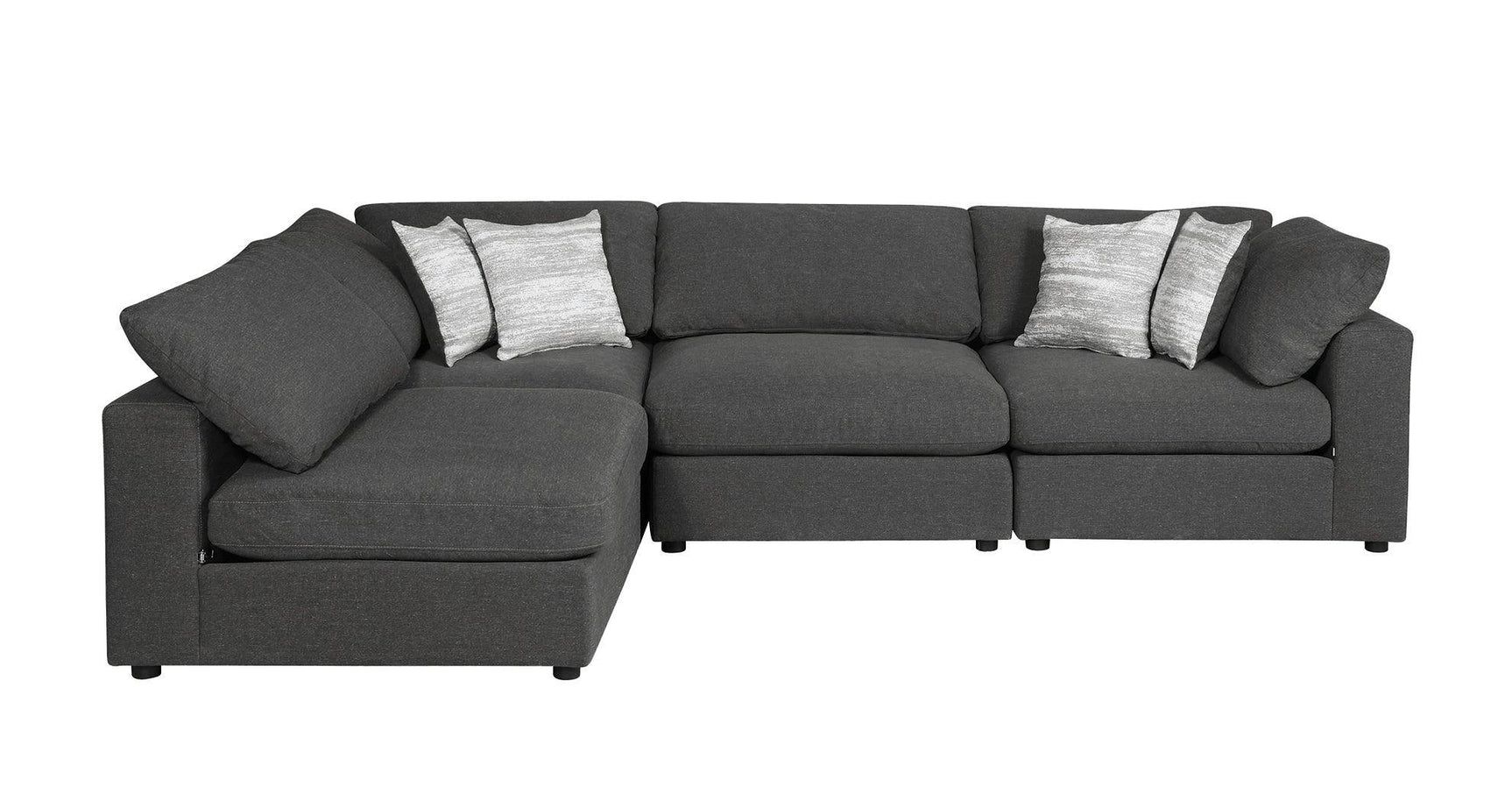 main view of Serene 6-Piece Upholstered Modular Sectional charcoal sectional sofa