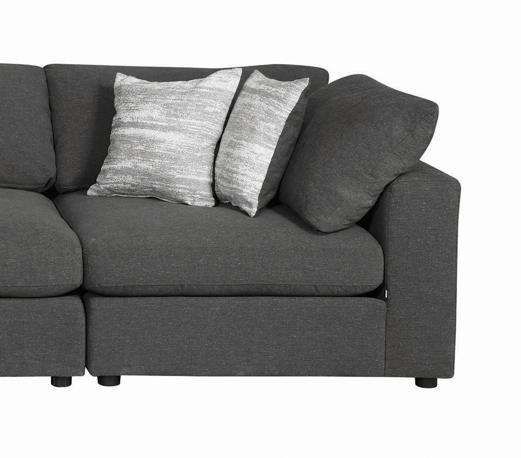 Serene Upholstered Rectangular Ottoman Charcoal stitching detail
