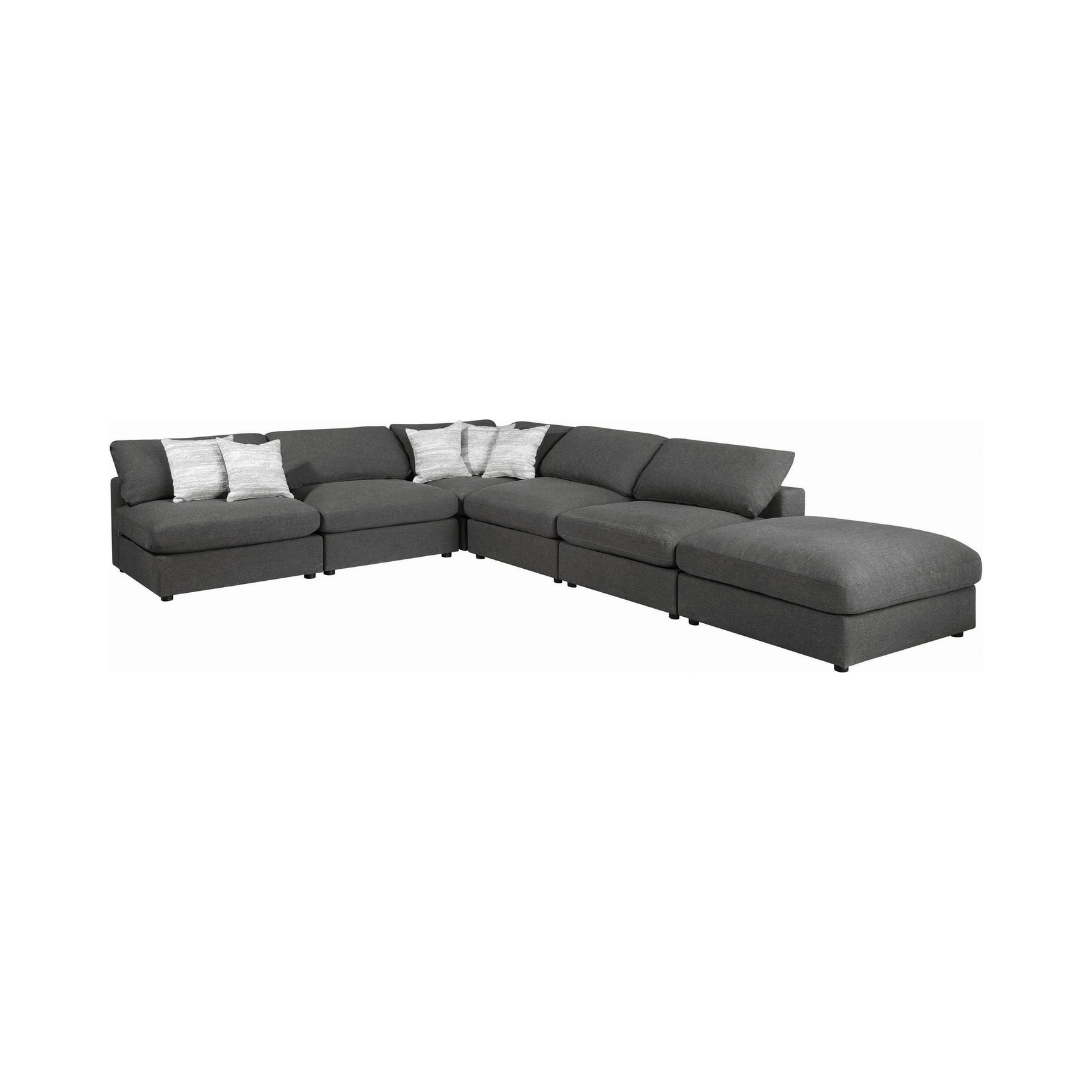 room view of Serene 4-Piece Upholstered Modular Sectional Charcoal sectional sofa