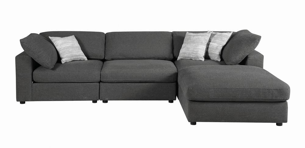 Serene Upholstered Rectangular Ottoman Charcoal room setting