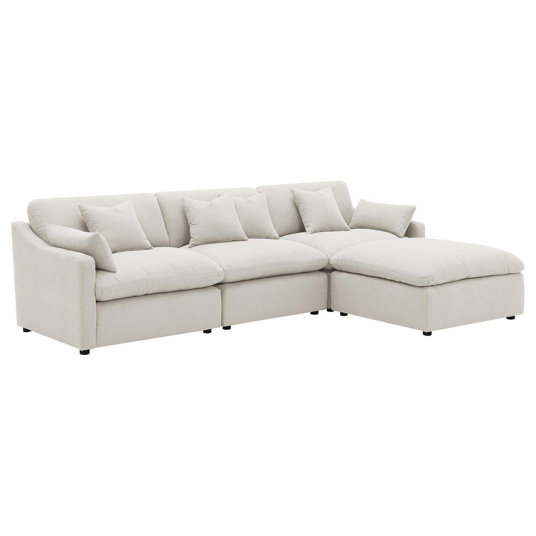Hobson 4-piece ivory upholstered modular sectional sofa side view