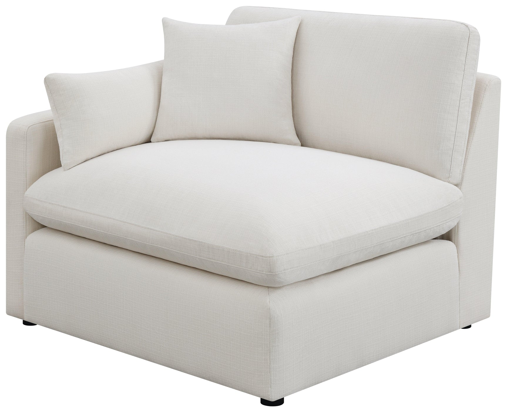 Back view of Hobson off-white upholstered cushion seat ottoman