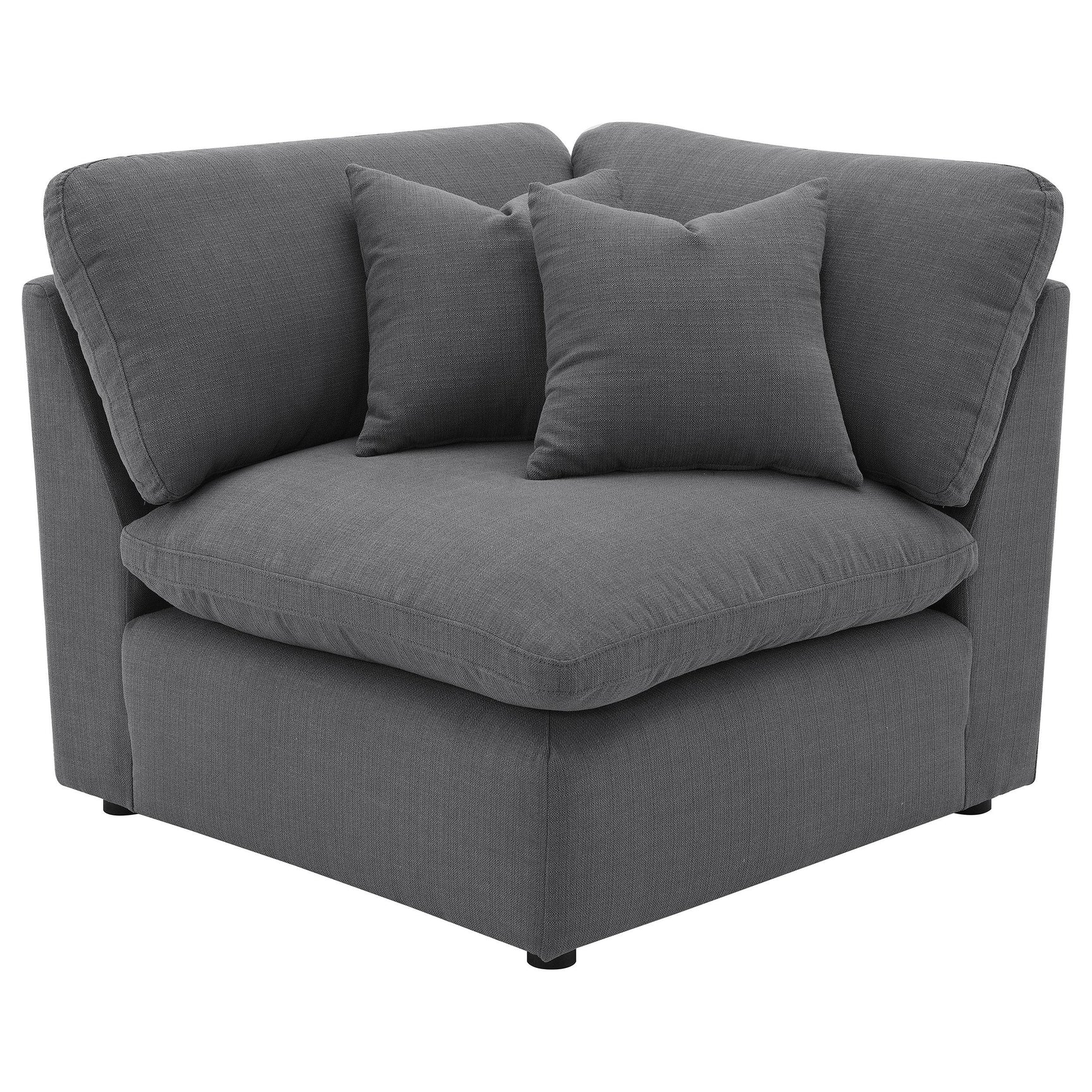 Room setting with Hobson 5-piece upholstered modular sectional sofa in charcoal