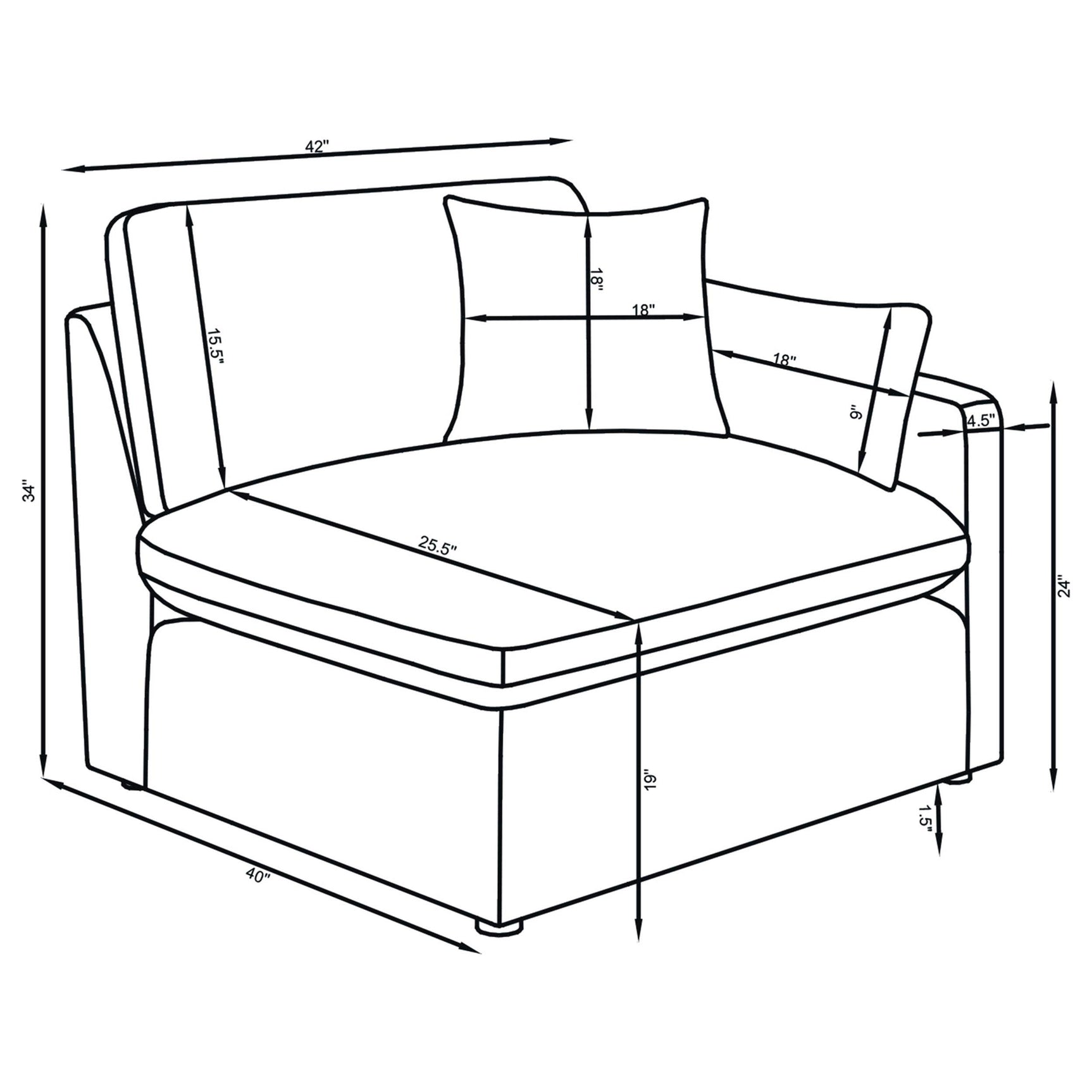 Different side view angle of Hobson 4-piece modular sofa
