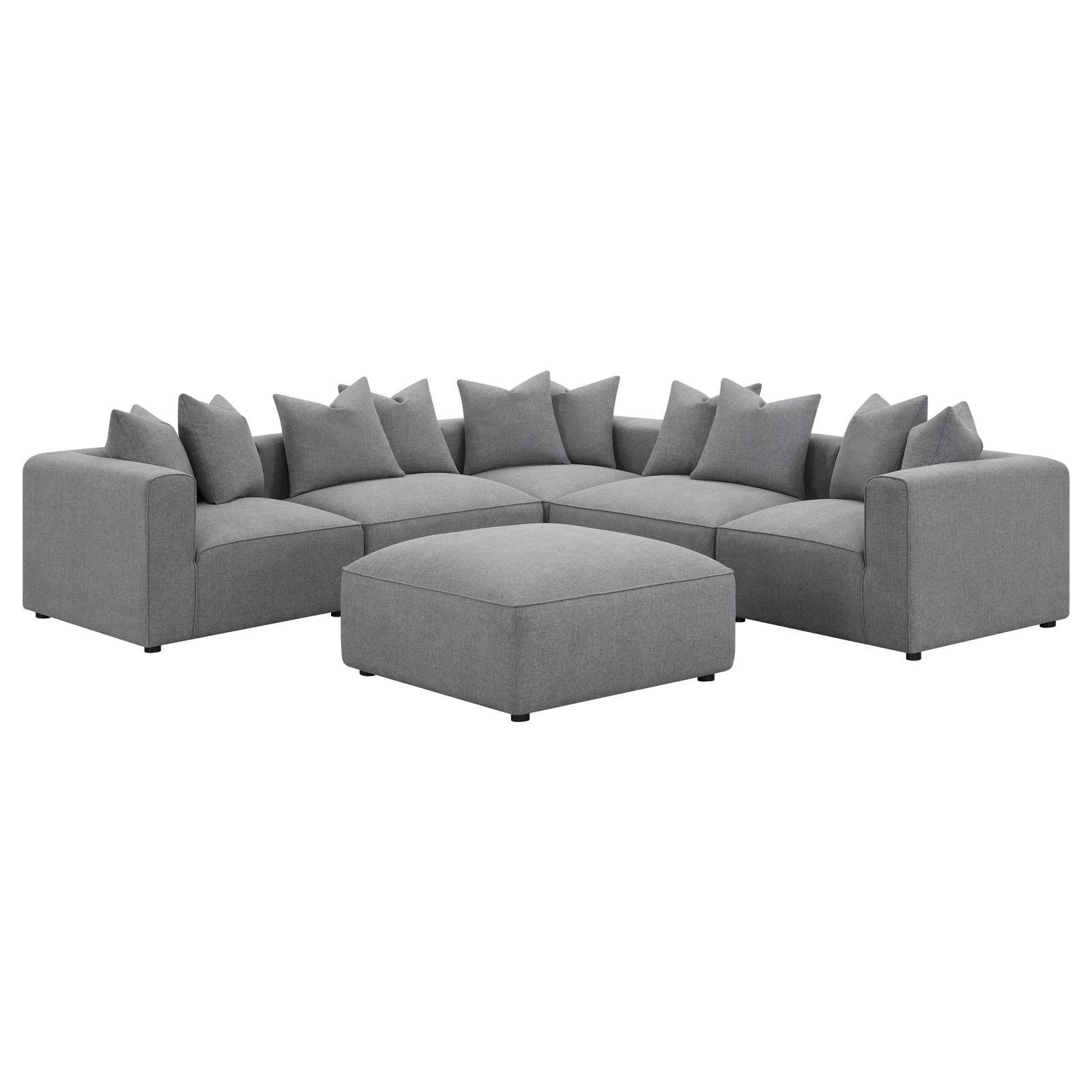 Top view of Jennifer Square Grey Upholstered Ottoman