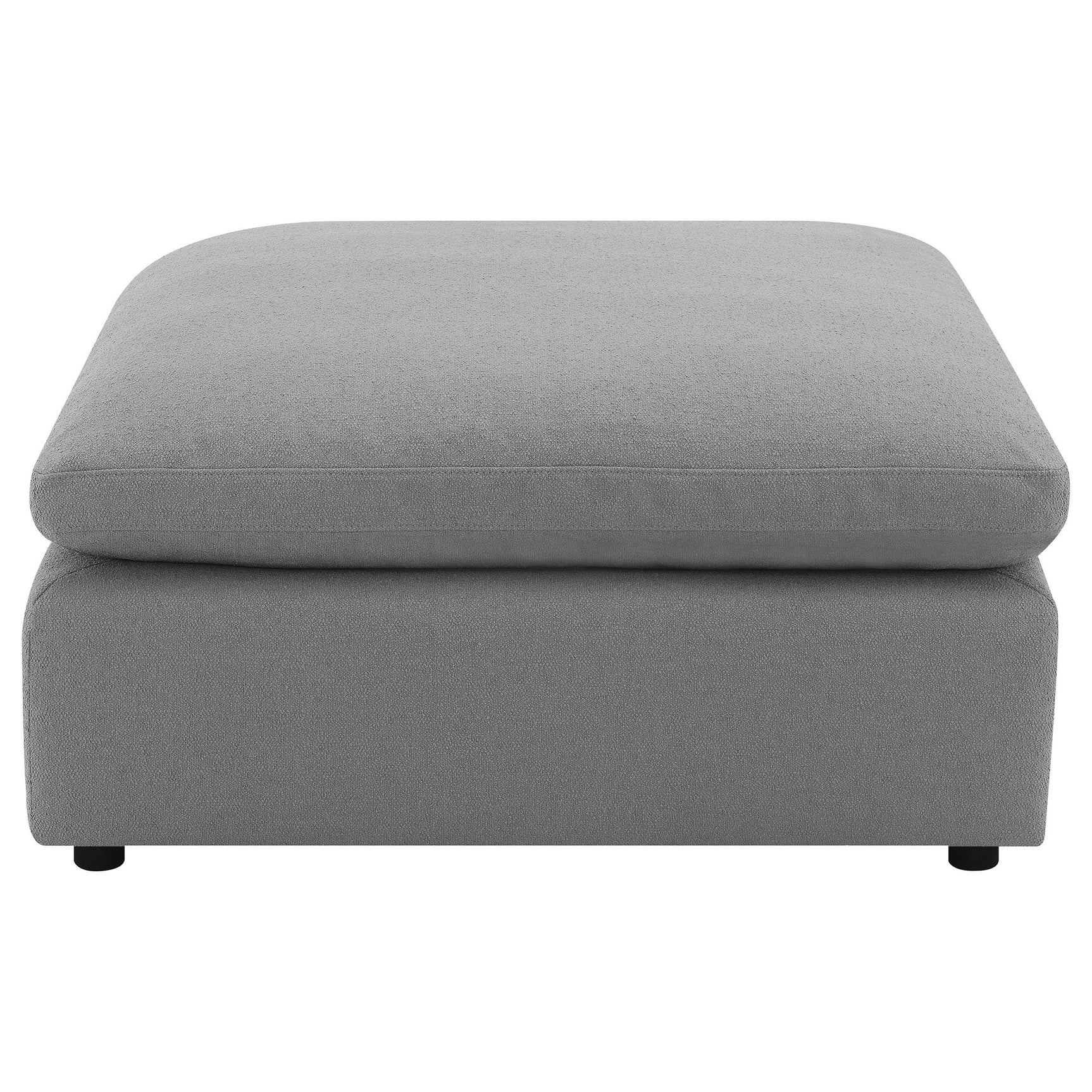 Raleigh grey boucle ottoman close-up on fabric texture