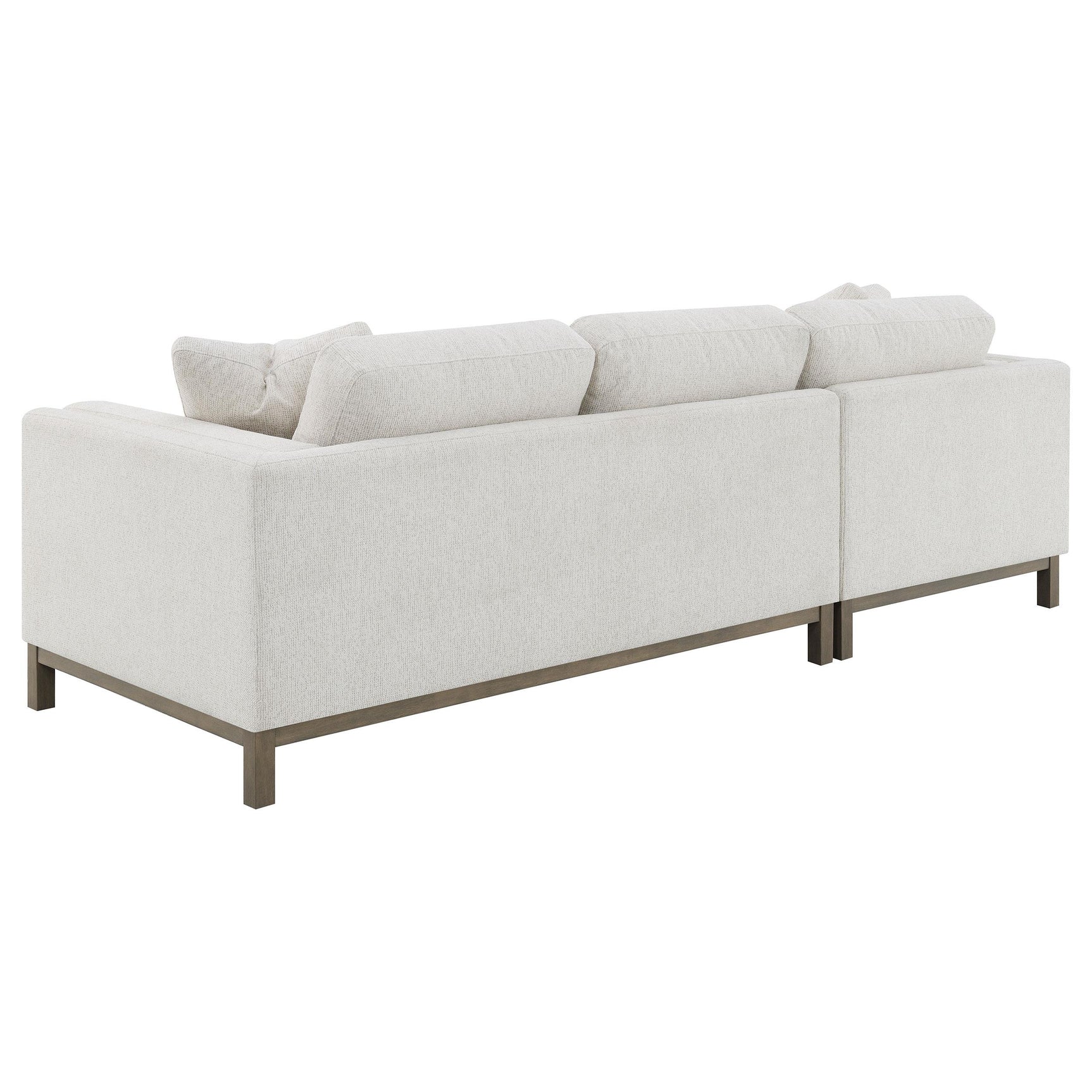Main front view of sectional sofa with chaise in sand color