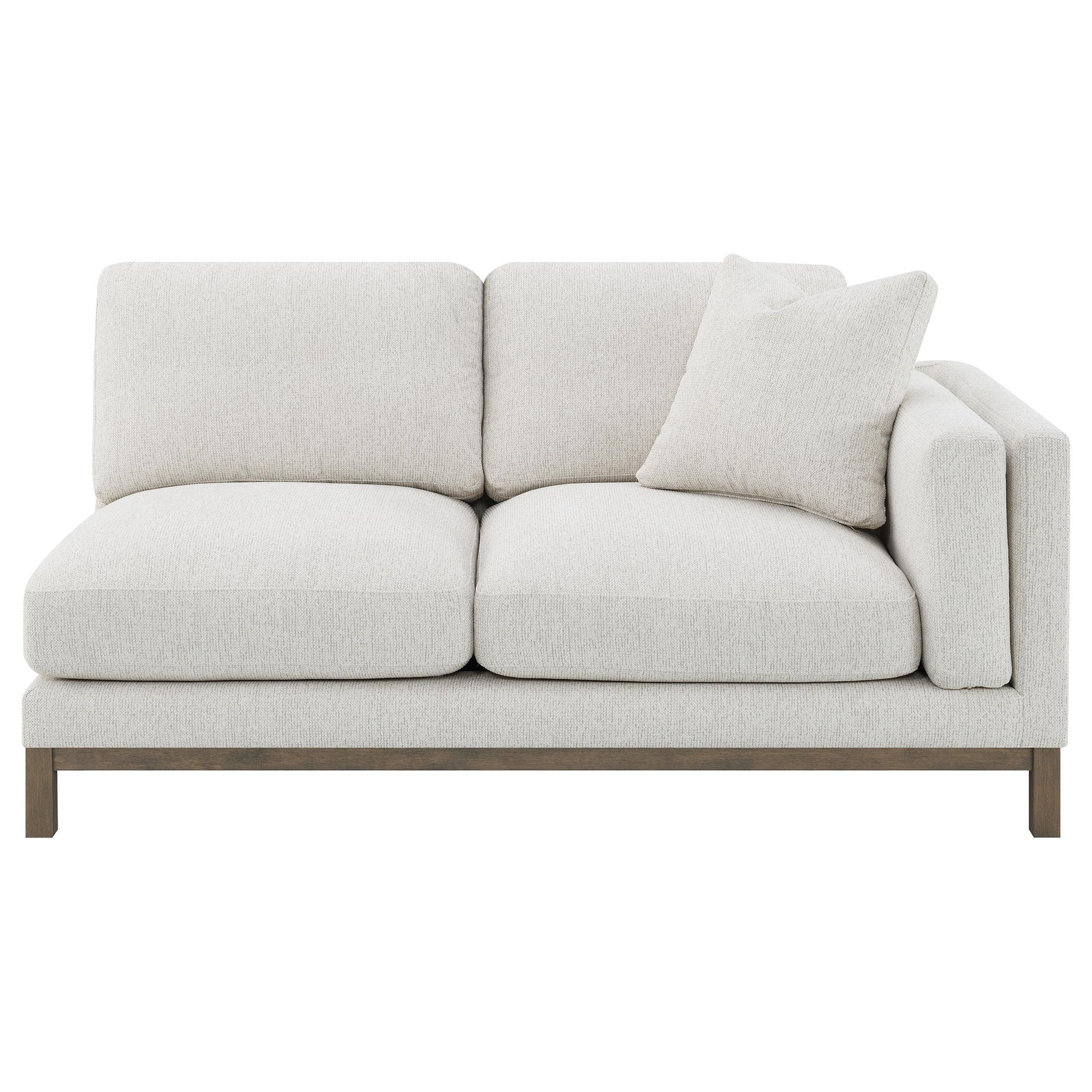 Room setup with Geneva Boucle Sectional Chaise Sofa in sand