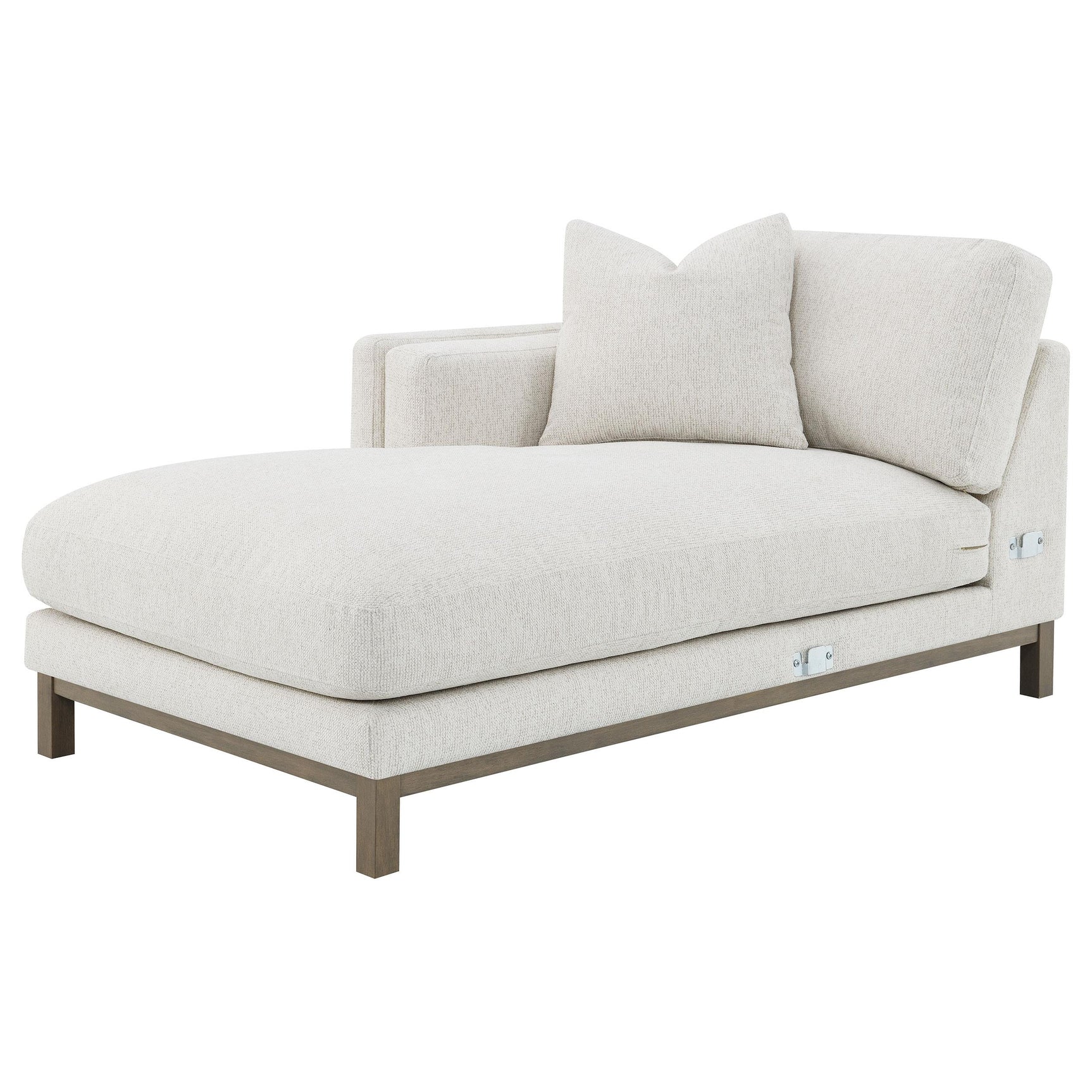 Side perspective emphasizing chaise extension
