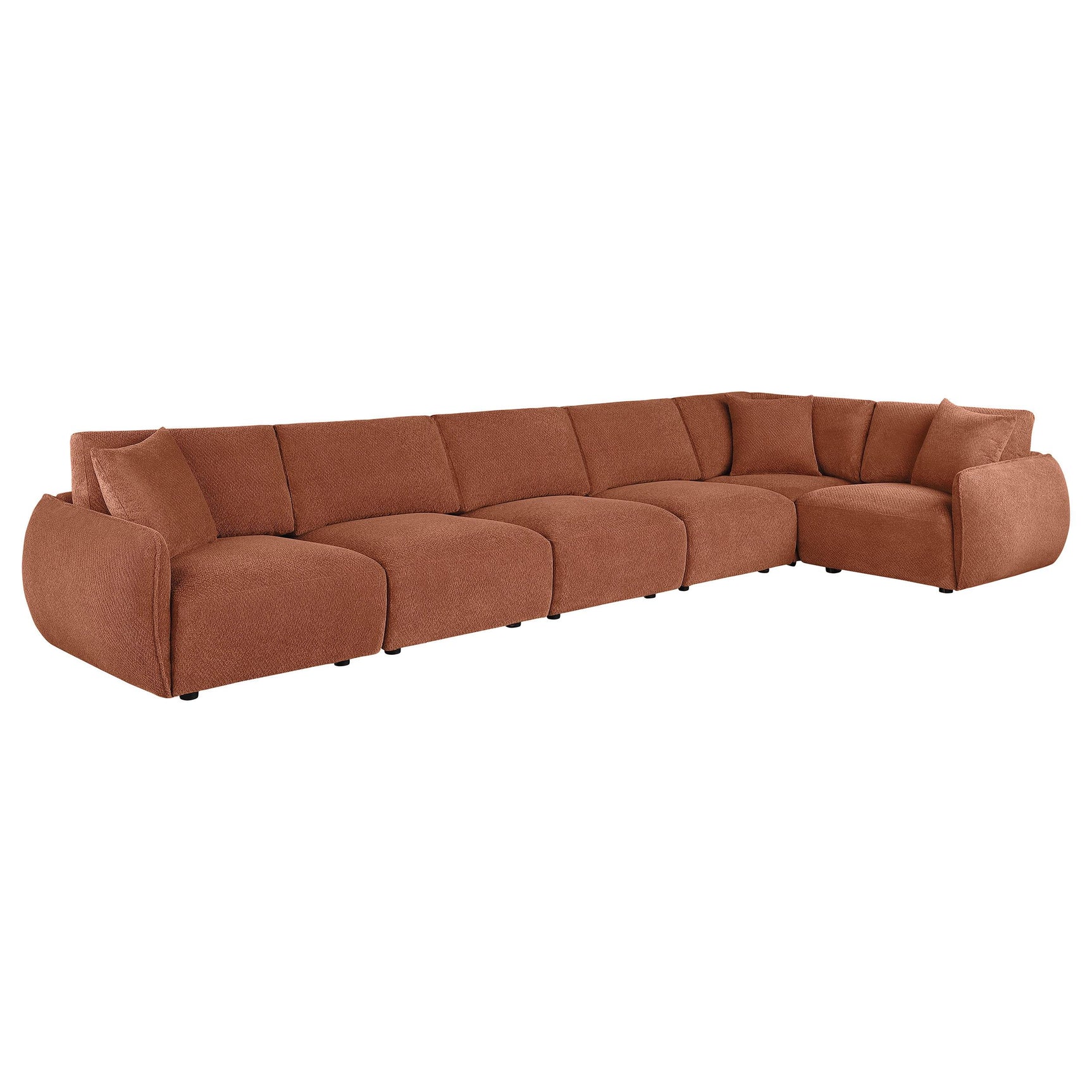 Side angle of Elysia coral chenille sectional sofa