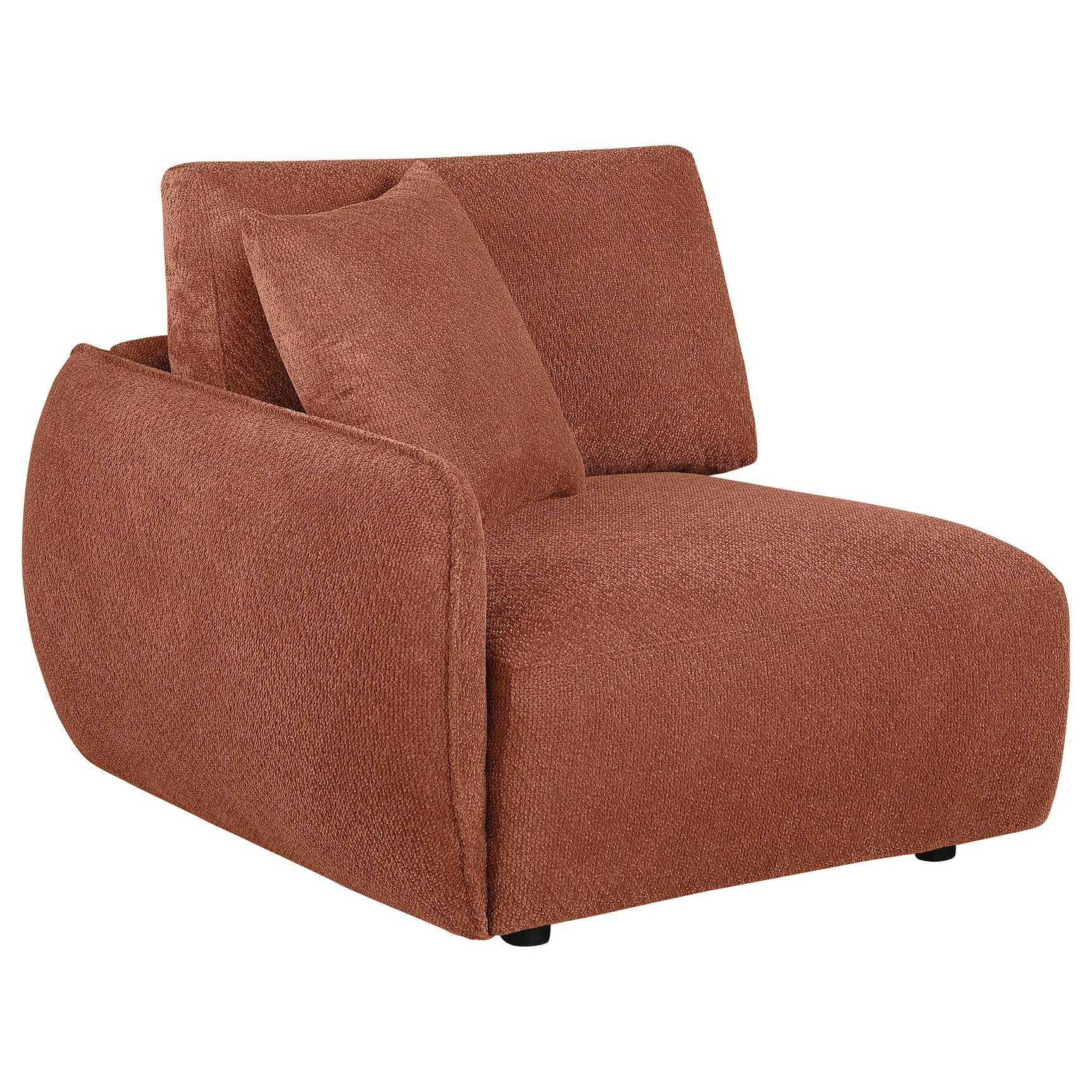Living room with Elysia 6-piece coral chenille sectional sofa